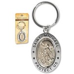 Keychain St Michael Revolving Two Tone