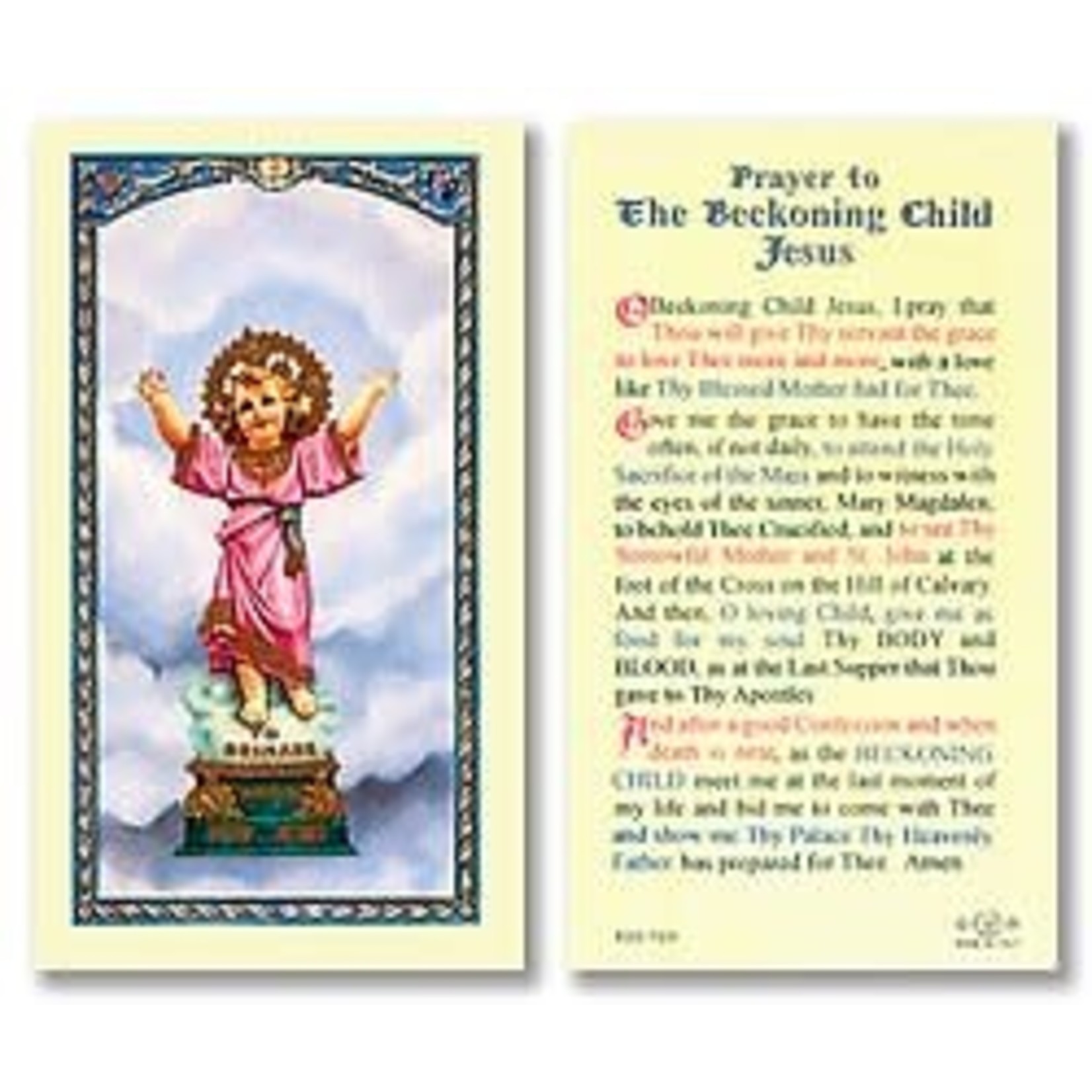 Prayer Card Beckoning Child Jesus