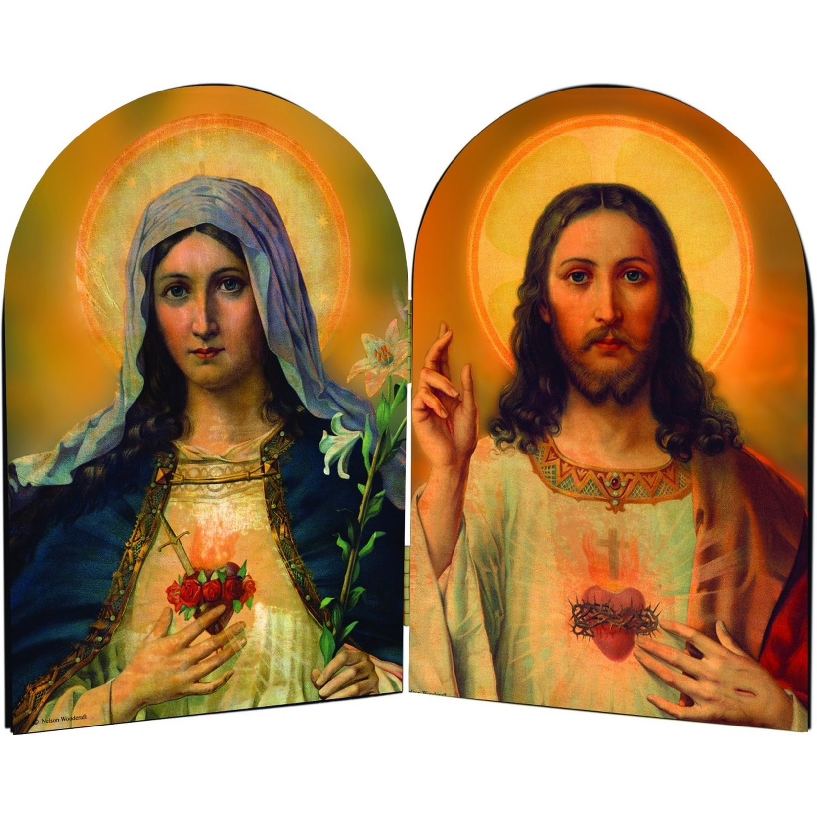 Sacred & Immaculate Hearts Arched Diptych