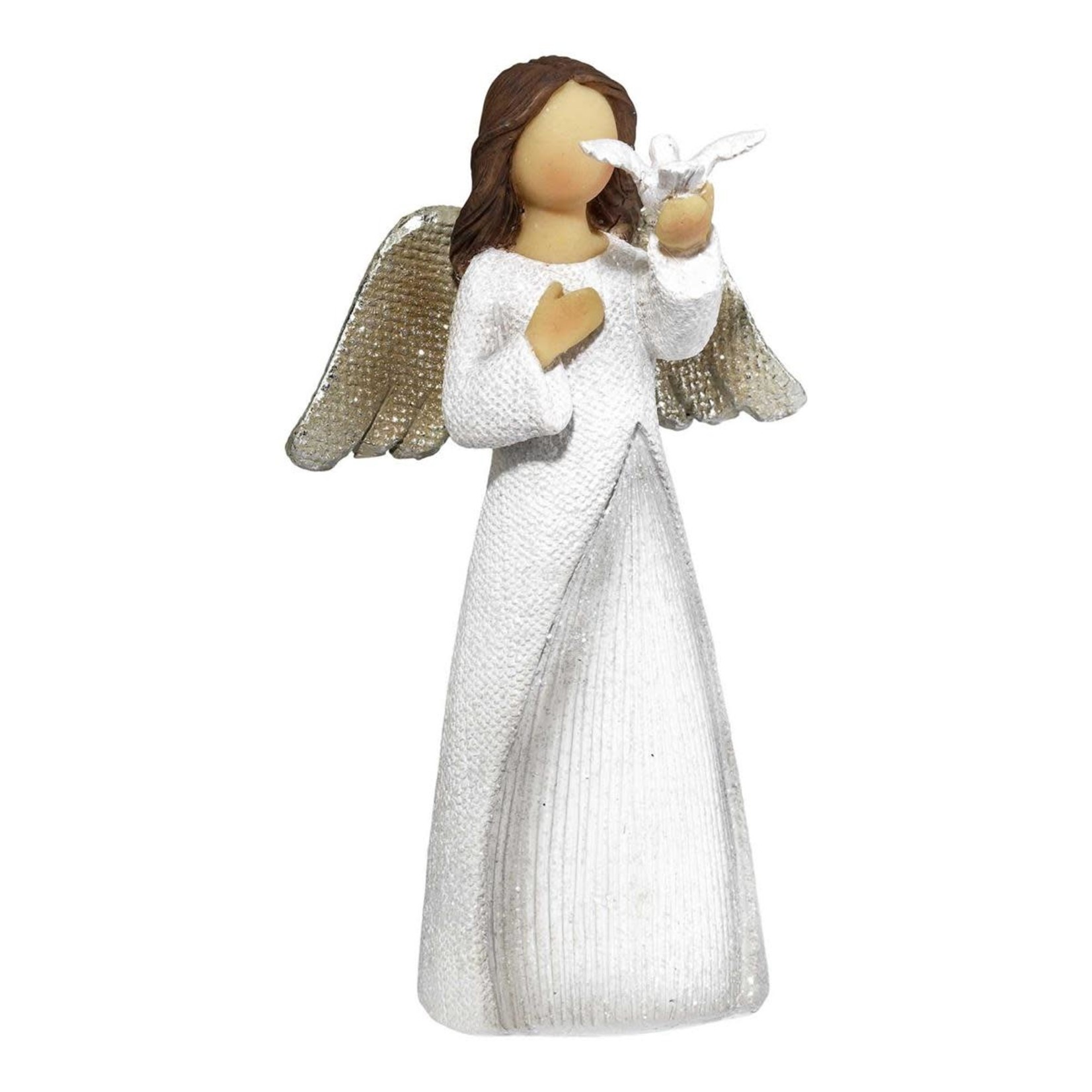 White Angel Statue with Dove