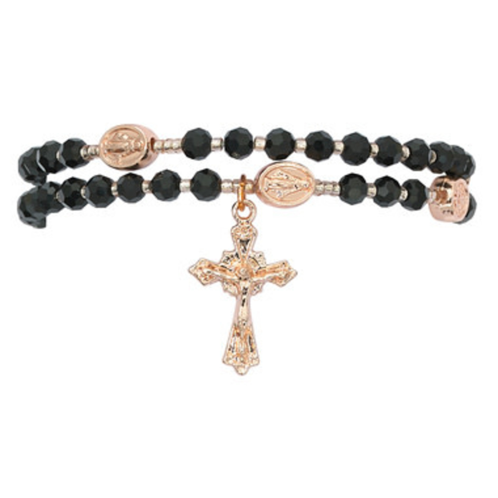 Black and Copper Twistable Rosary Bracelet