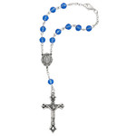Miraculous Medal Auto Rosary Blue Crystal