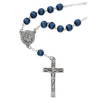 St Christopher Auto Rosary Dark Blue Wood