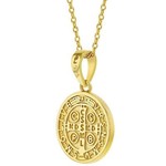 St Benedict Medal Gold Over Sterling w/ 18" Chain