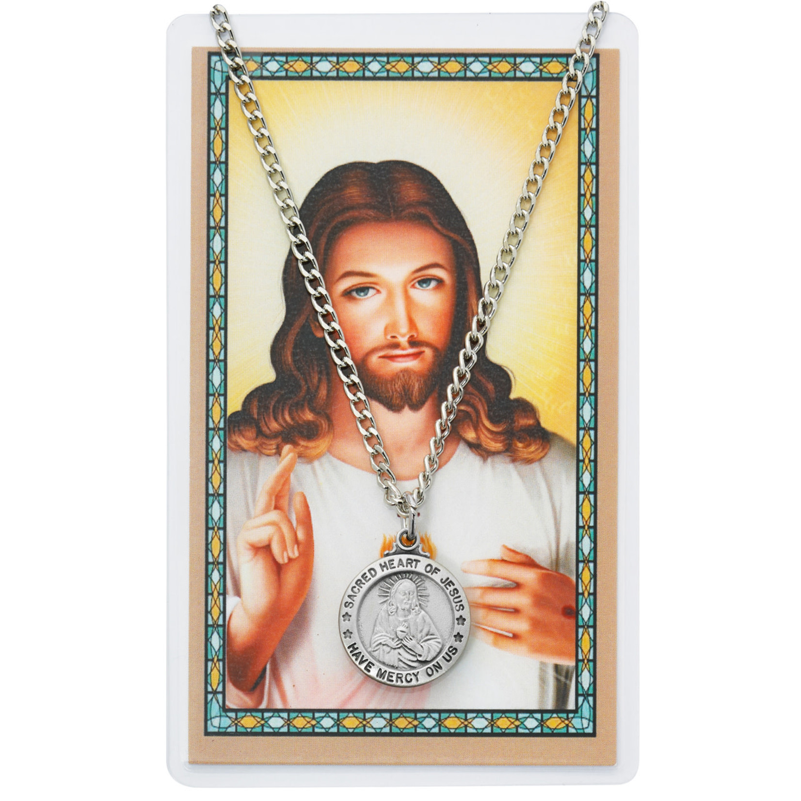 Sacred Heart of Jesus Medal and Prayer Card Set