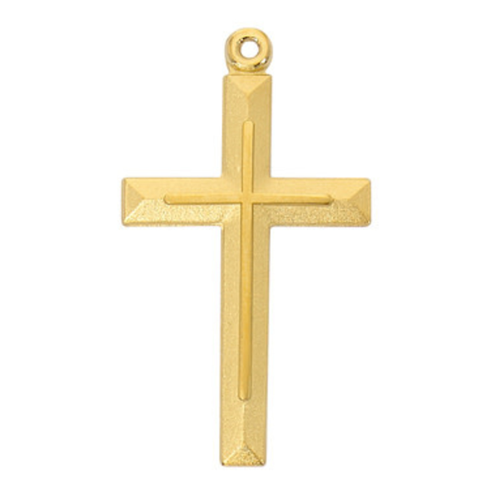 Gold over Sterling Beveled Line Cross J9225