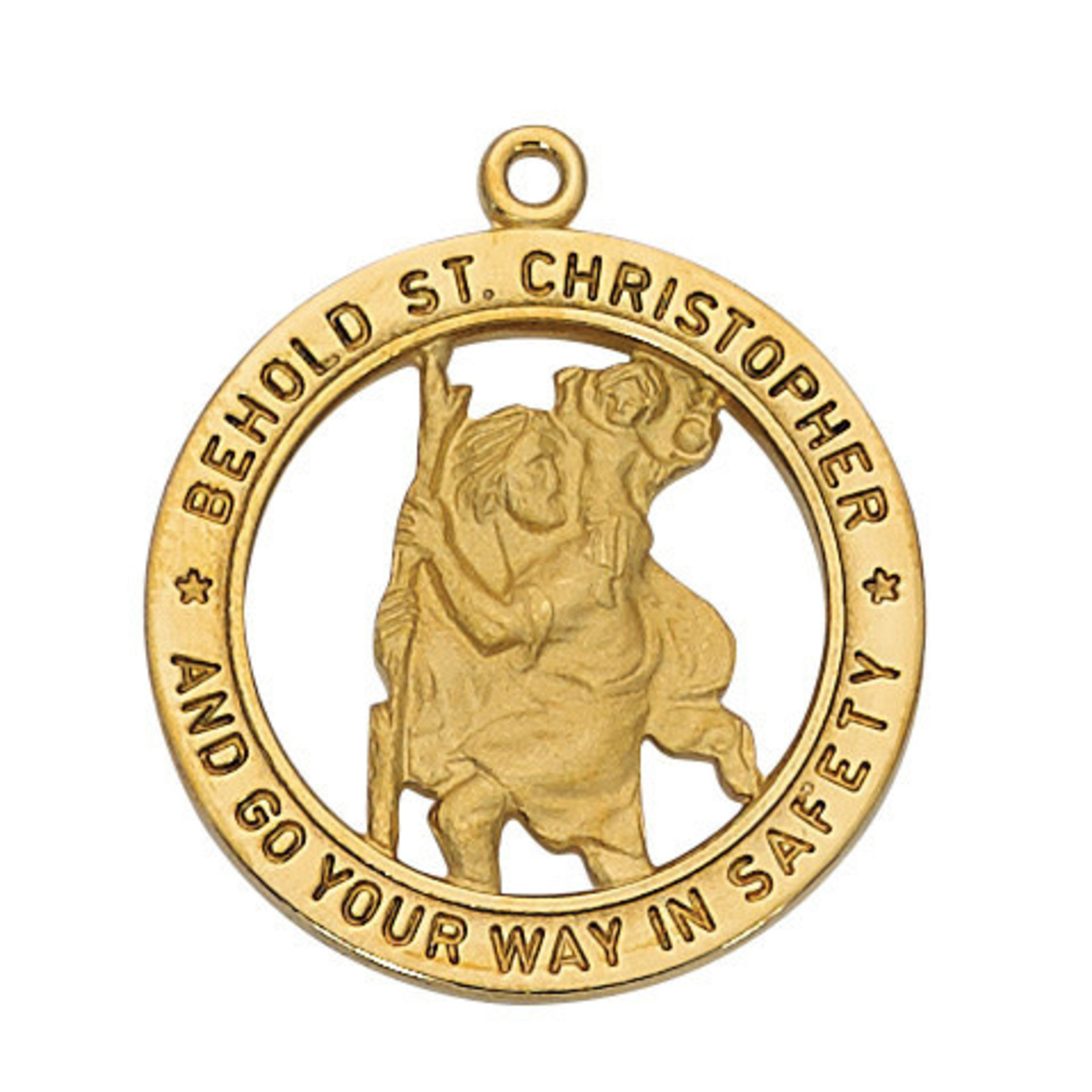 Large Saint Christopher Medal Gold over Sterling J2514