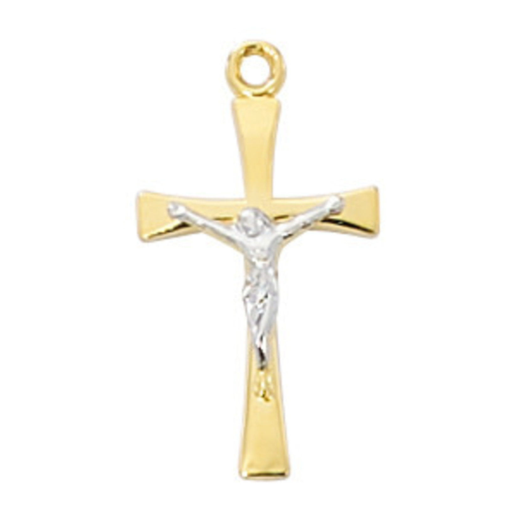 Two-Tone Gold Crucifix w/ 18" Chain