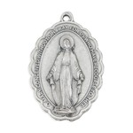 Miraculous Medal Scalloped 2.25" on Cord