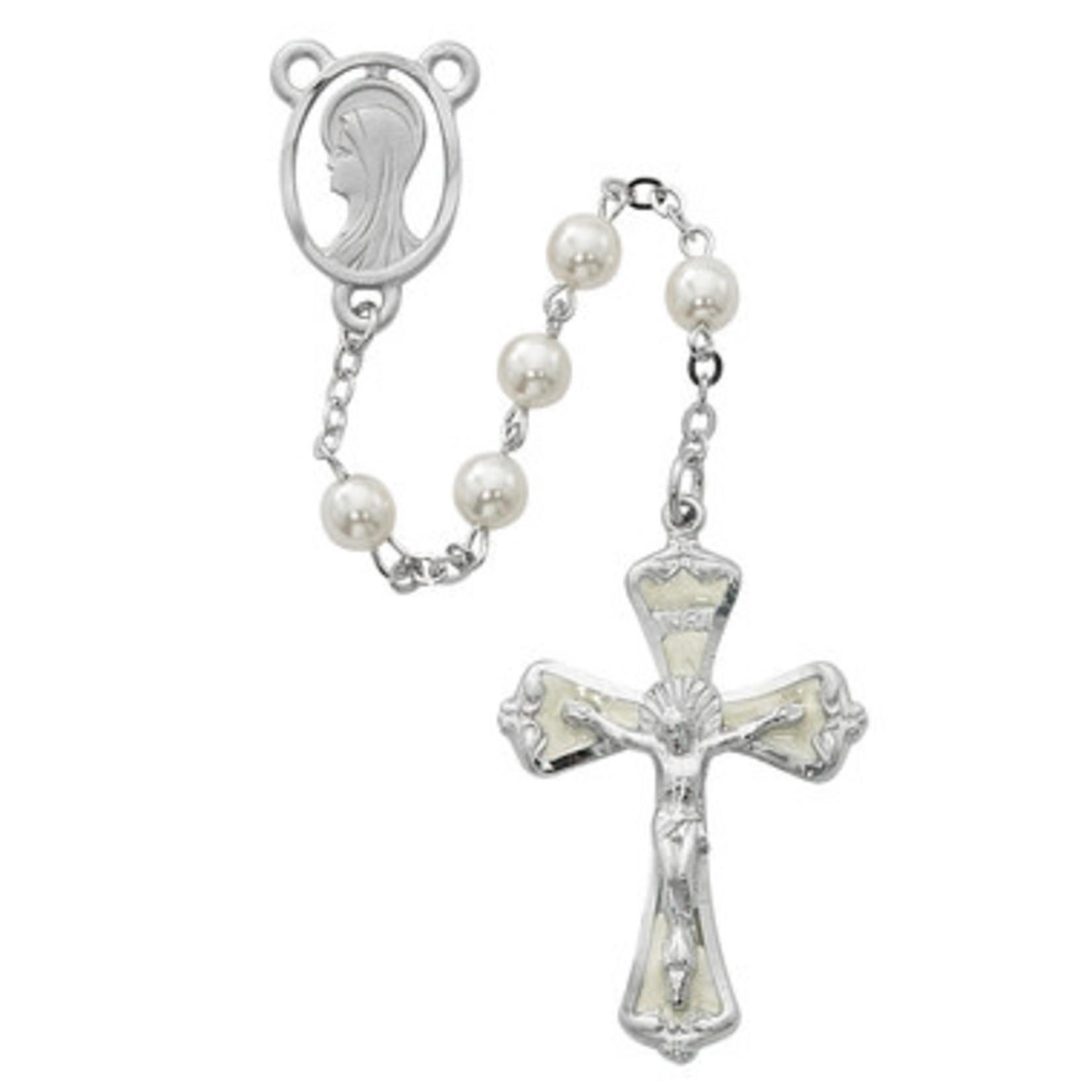 White Pearl and Silver Deluxe Rosary