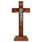 St Benedict Crucifix Standing Maple Wood 13"