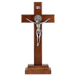 Wood St Benedict Crucifix Standing
