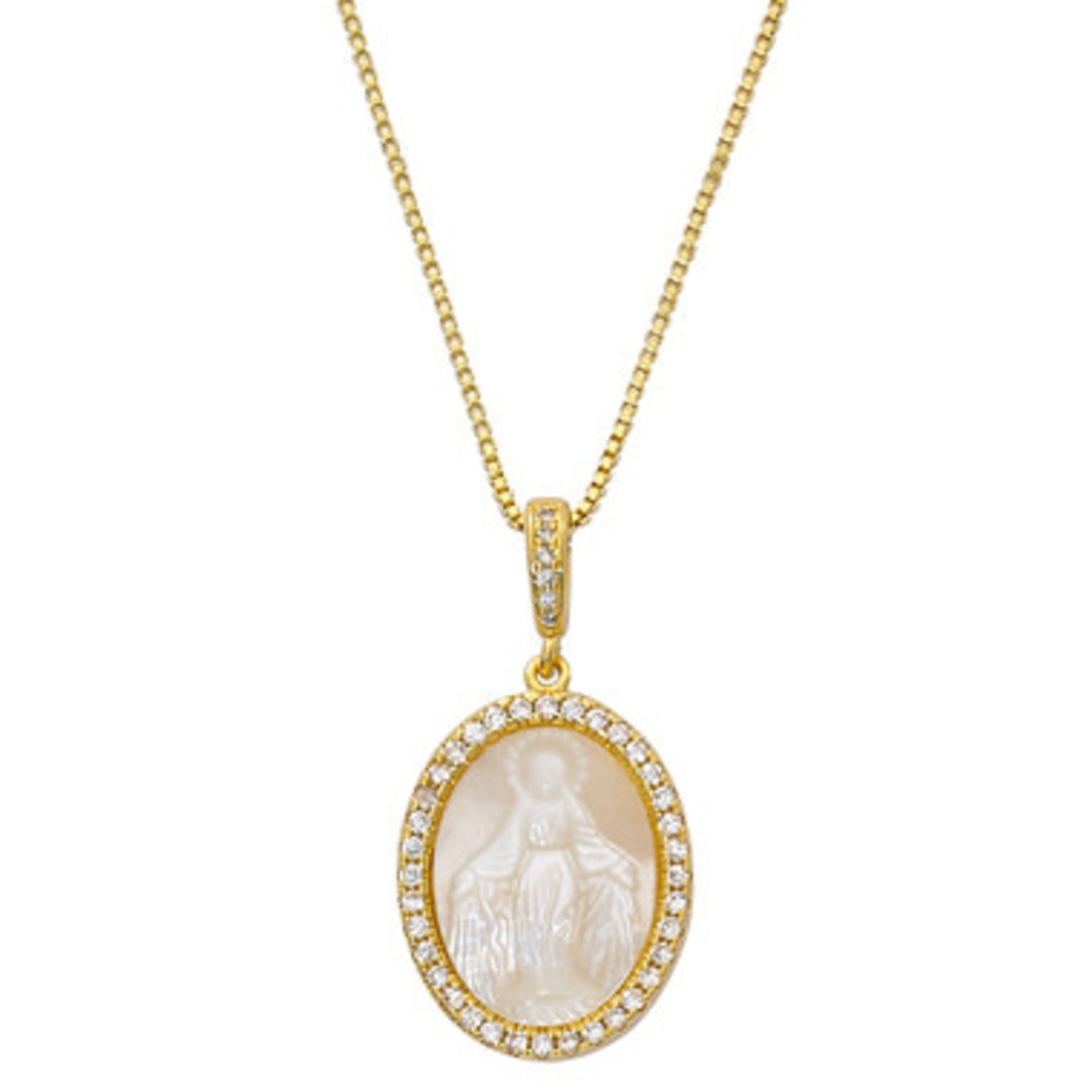 McVan Mother of Pearl Miraculous Pendant GP w/ 18" Chain