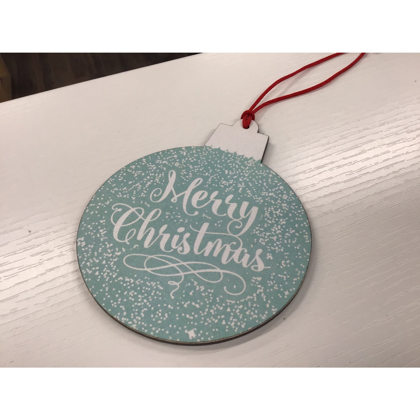 Merry Christmas Round Wood Ornament