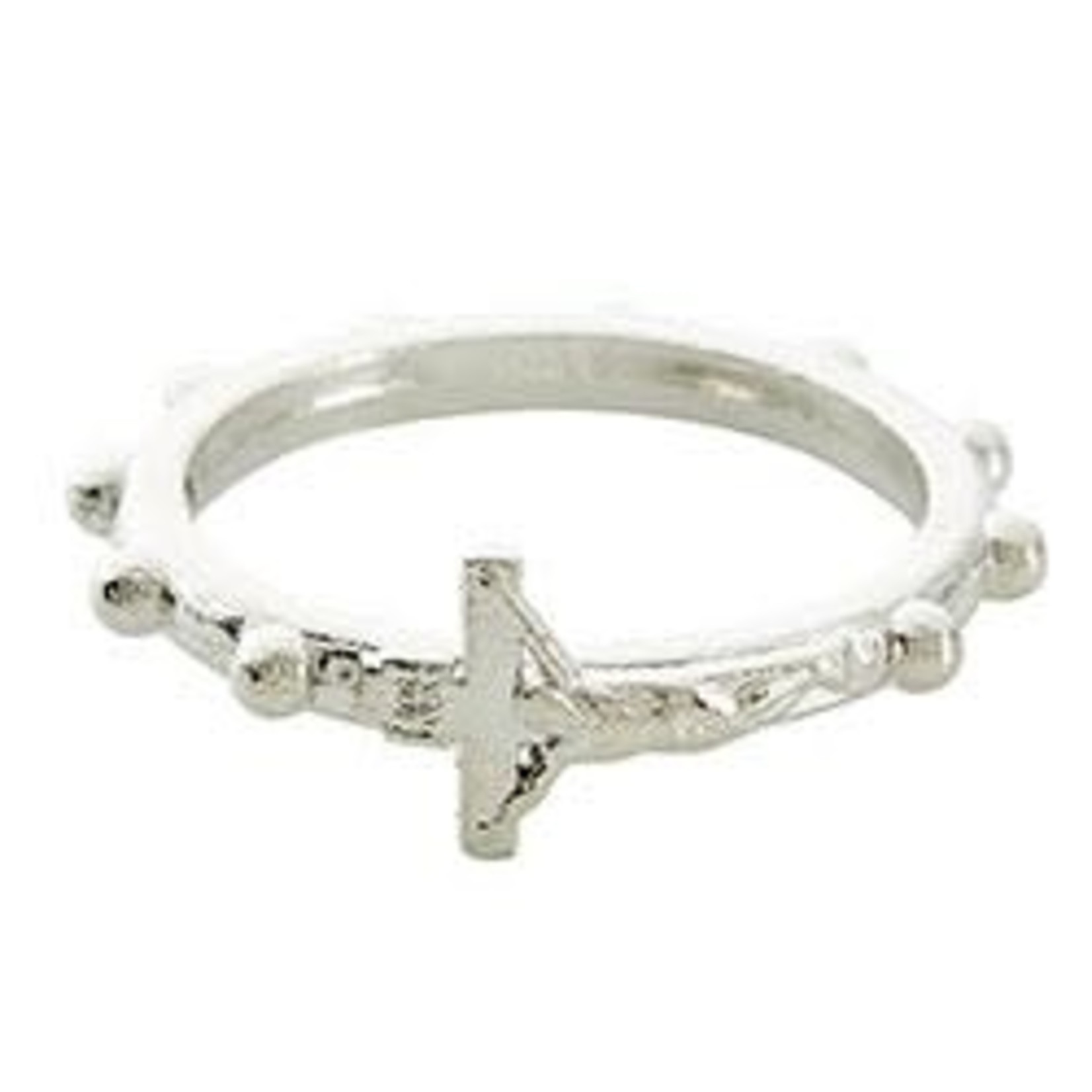 Rosary Ring w/Crucifix Silver Plate