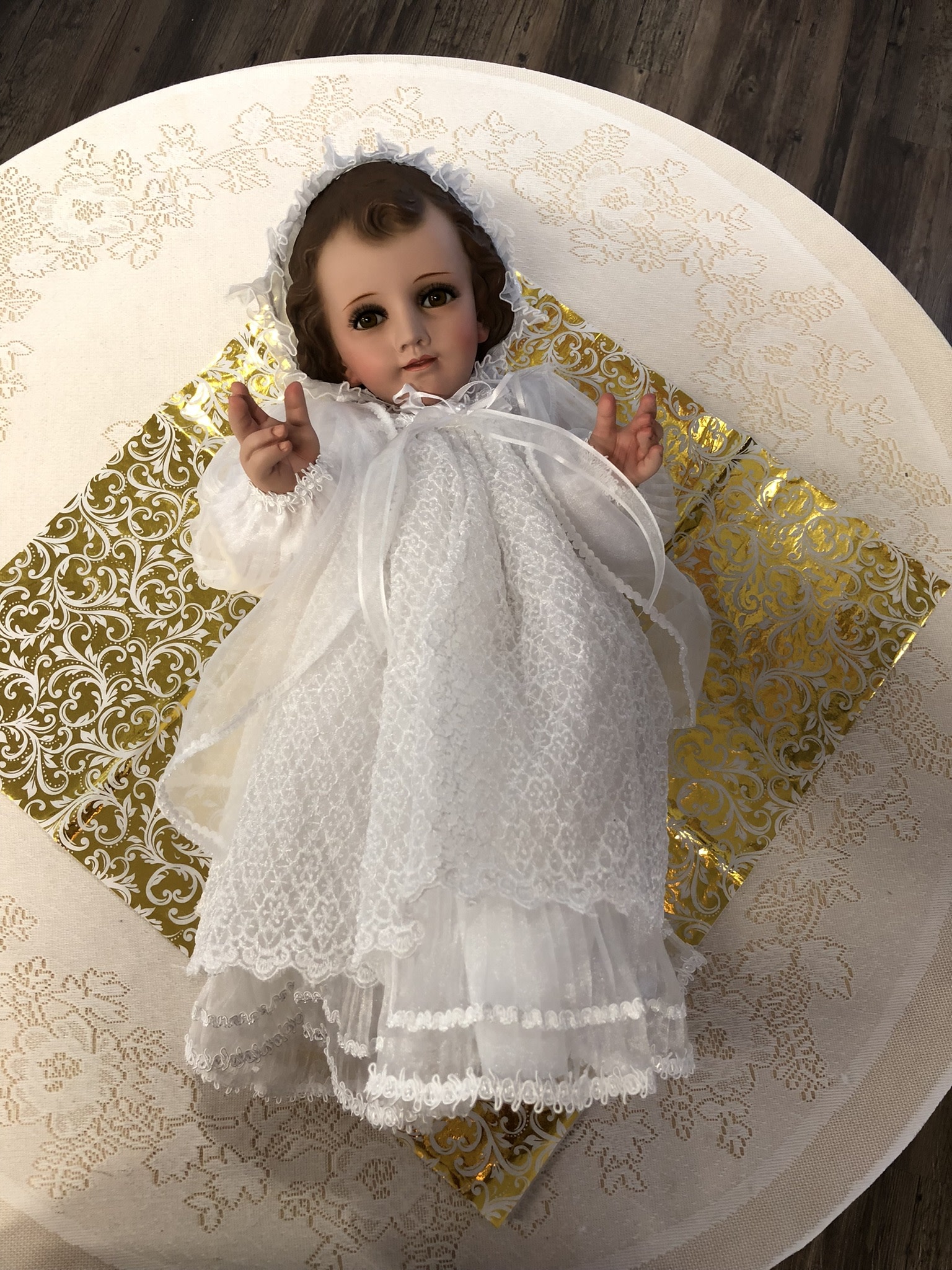 Baby Jesus Ropon Size 40 White - St Pauls Catholic Books & Gifts Baby Jesus Ropon Size 40 White - St Pauls Catholic Books & Gifts
