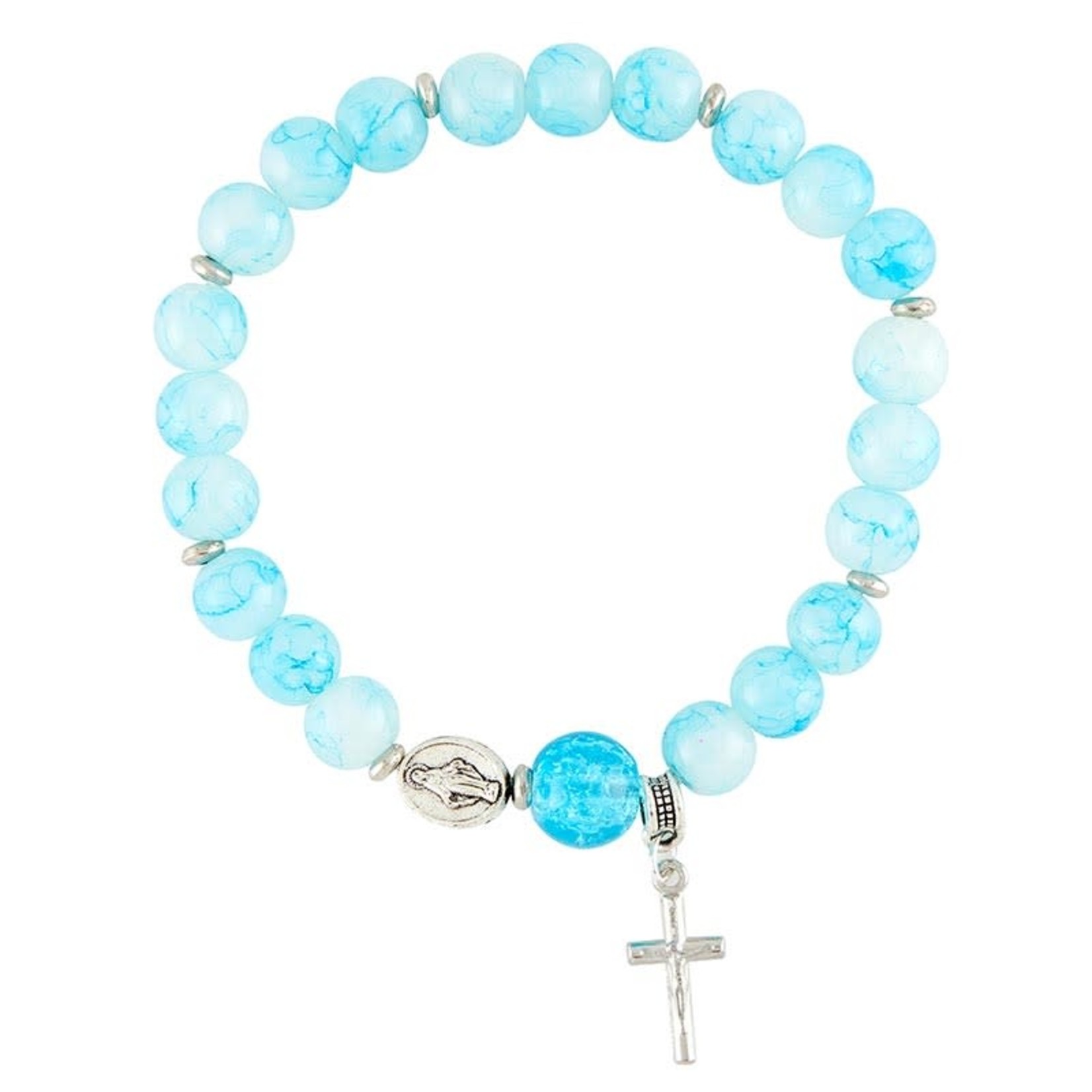 Rosary Bracelet Blue Glass