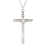 Silvertone Crucifix Necklace on 24" Chain