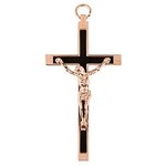 Copper with Black Inlay Crucifix 4"