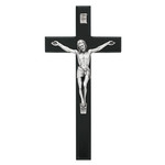 Black Wood with Pewter Corpus Wall Crucifix 10"