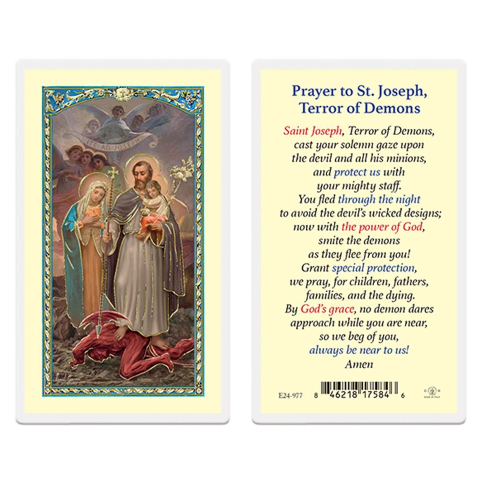 Prayer Card St Joseph Terror of Demons