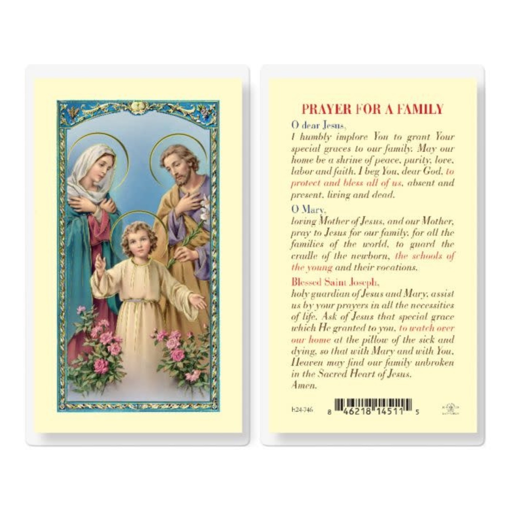 Prayer Card Prayer for a Family