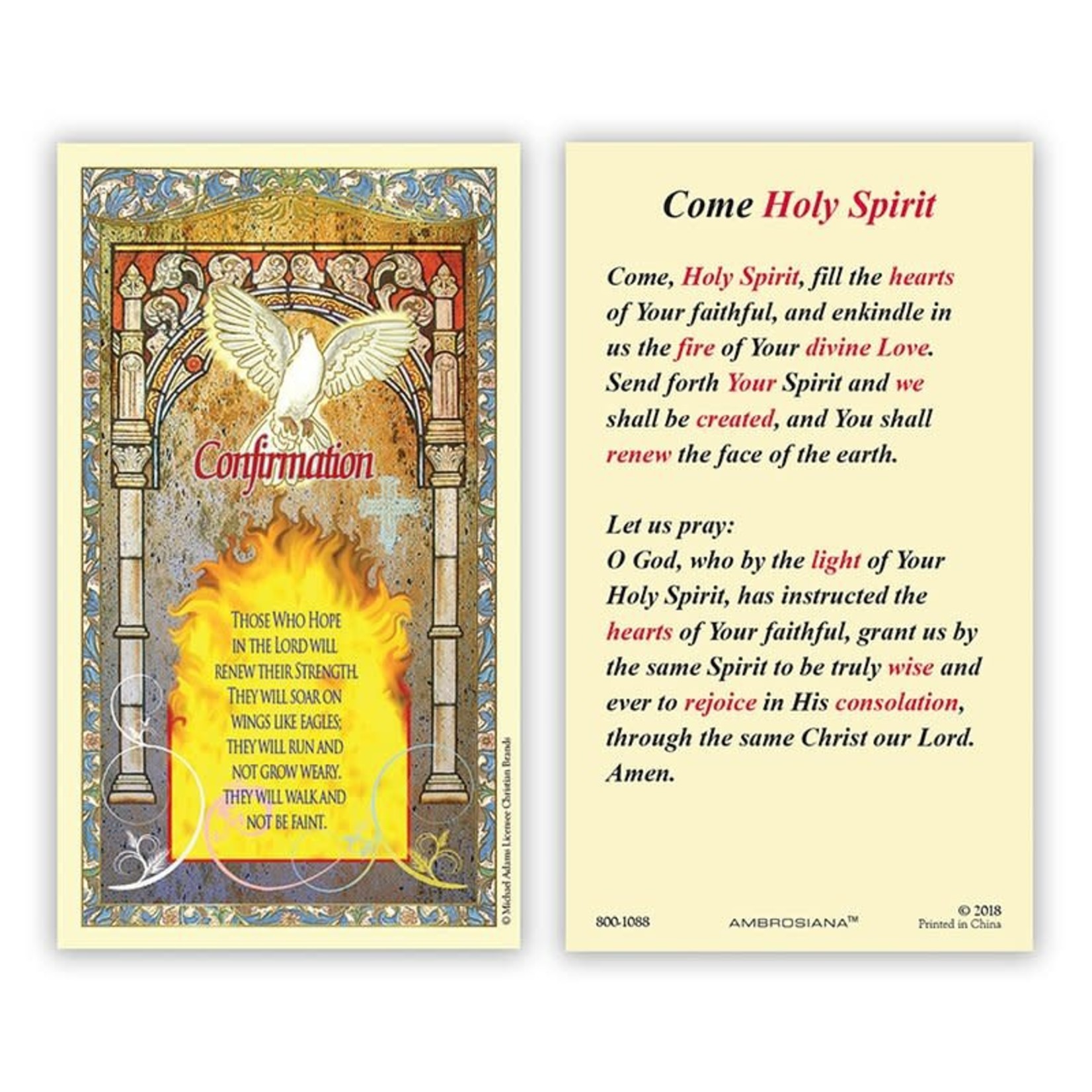Prayer Card Come Holy Spirit