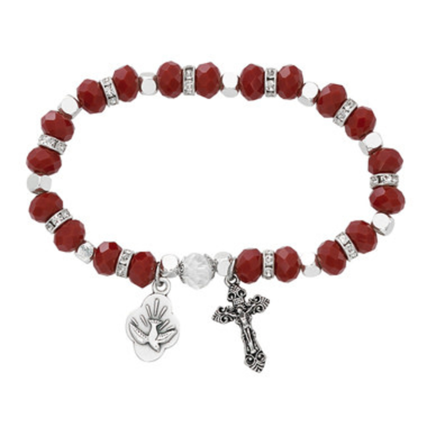 Red Bead Holy Spirit Stretch Bracelet
