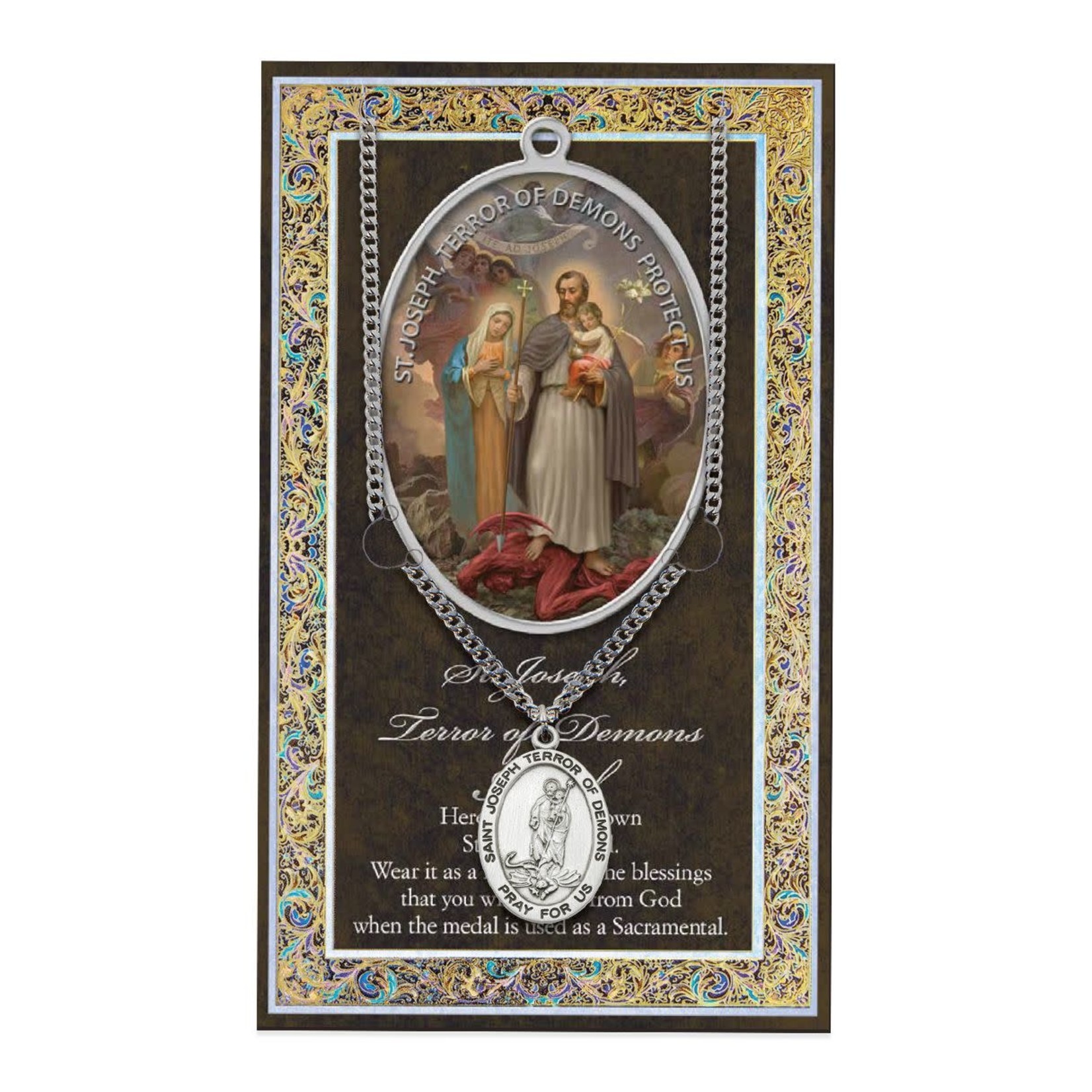 St Joseph Terror of Demons Pewter Medal with Booklet
