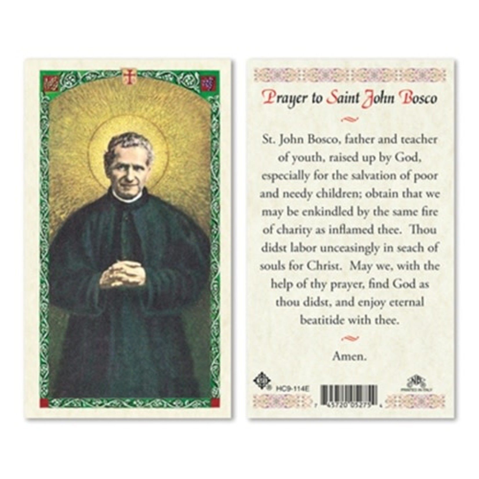 Prayer Card St John Bosco