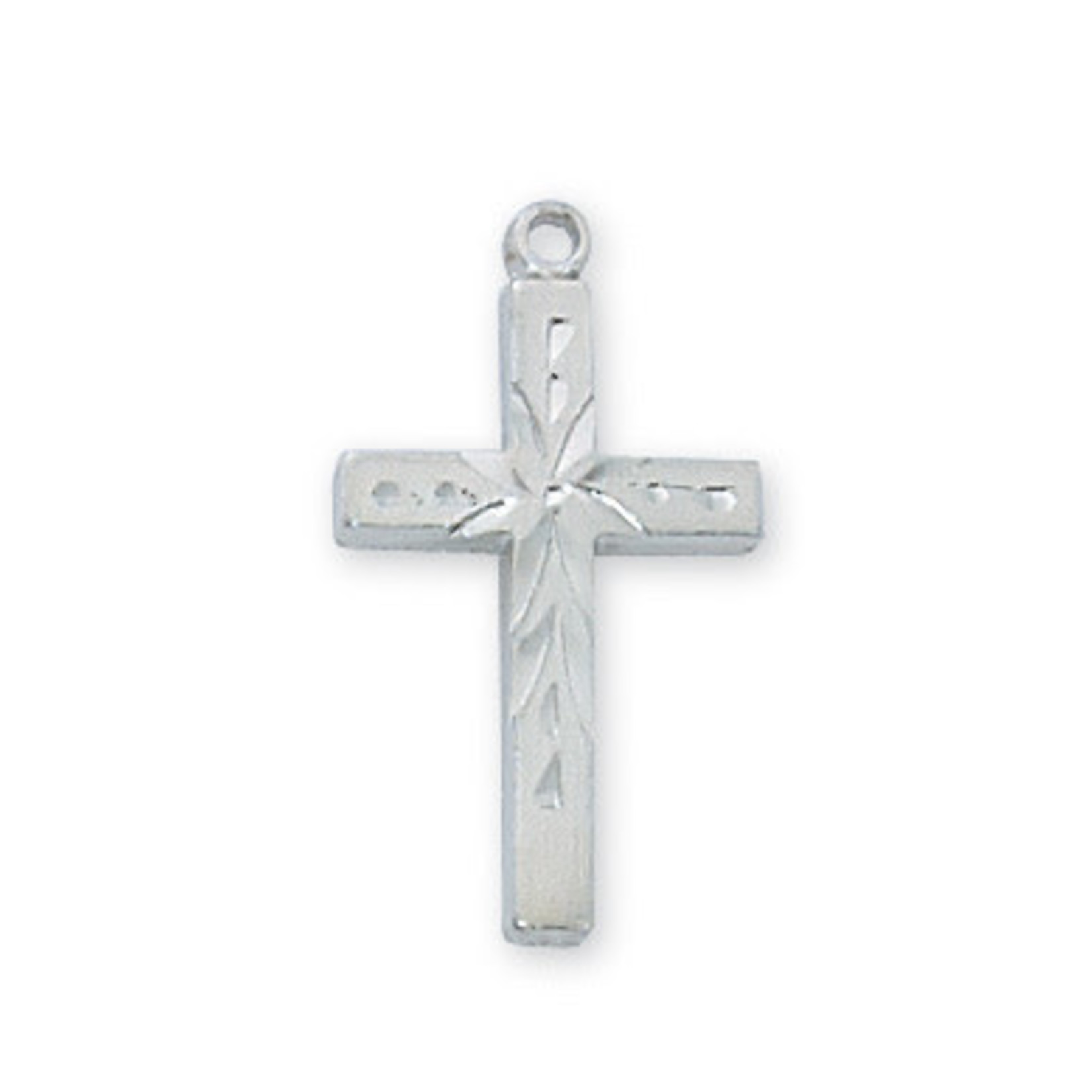 Small Engraved Rhodium Cross