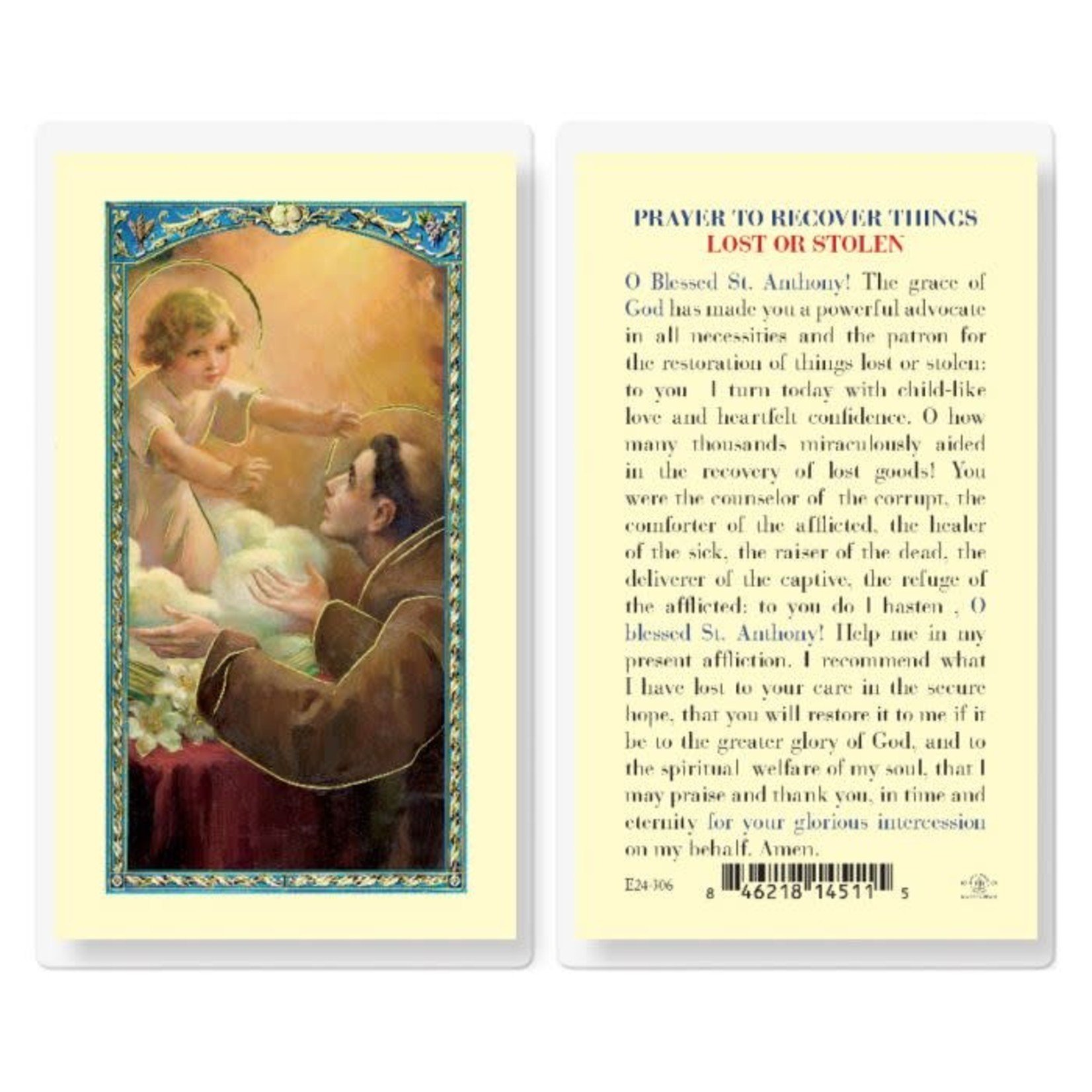 Prayer Card St Anthony for Lost Things
