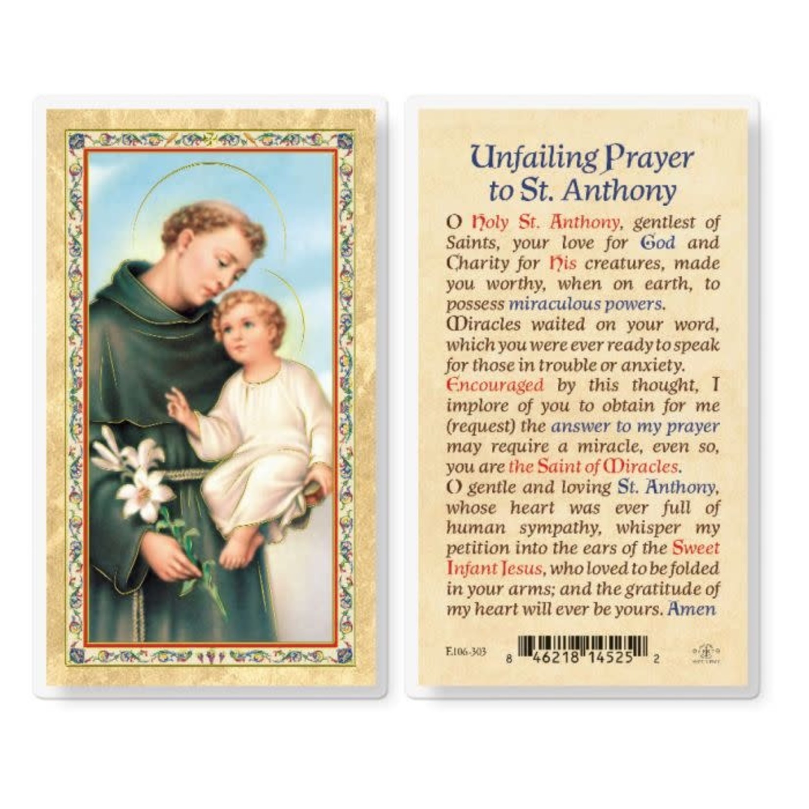 Prayer Card St Anthony (For A Miracle)