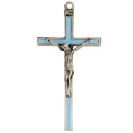 Blue Enamel/Silver Wall Crucifix 5"