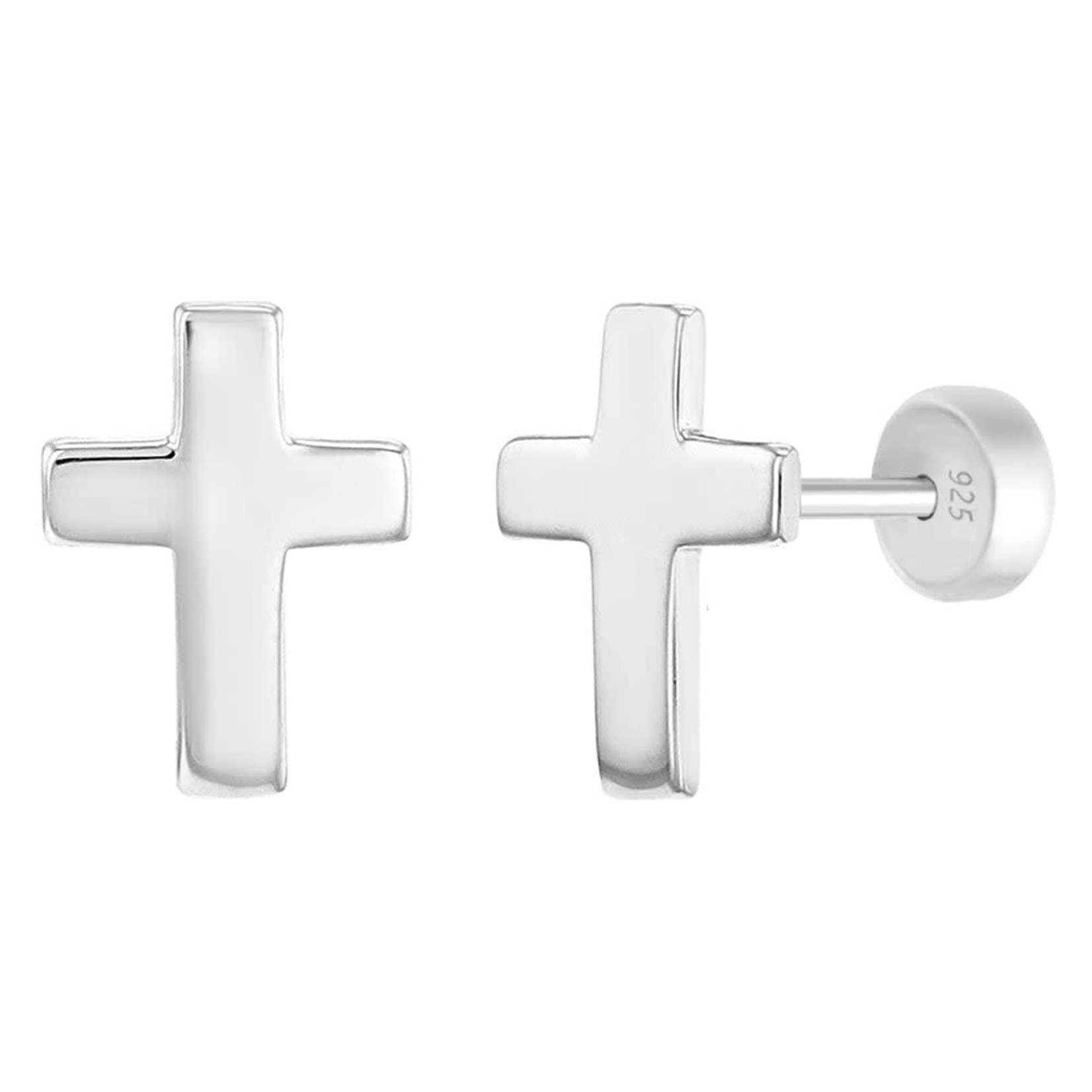 Sterling Little Plain Cross Earrings