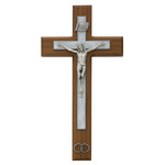 Walnut Wedding Wall Crucifix with White Inlay