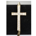 Gold Color Stretch Bracelet with Large Cross