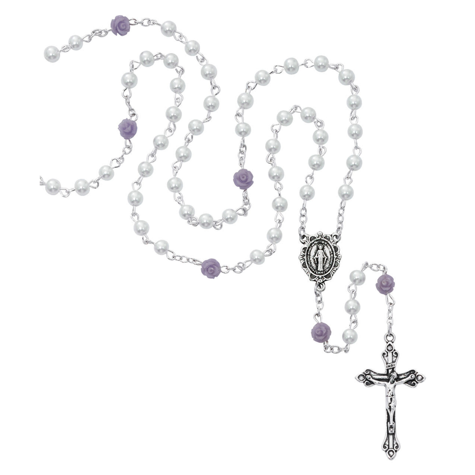 White Pearl Bead Rosary