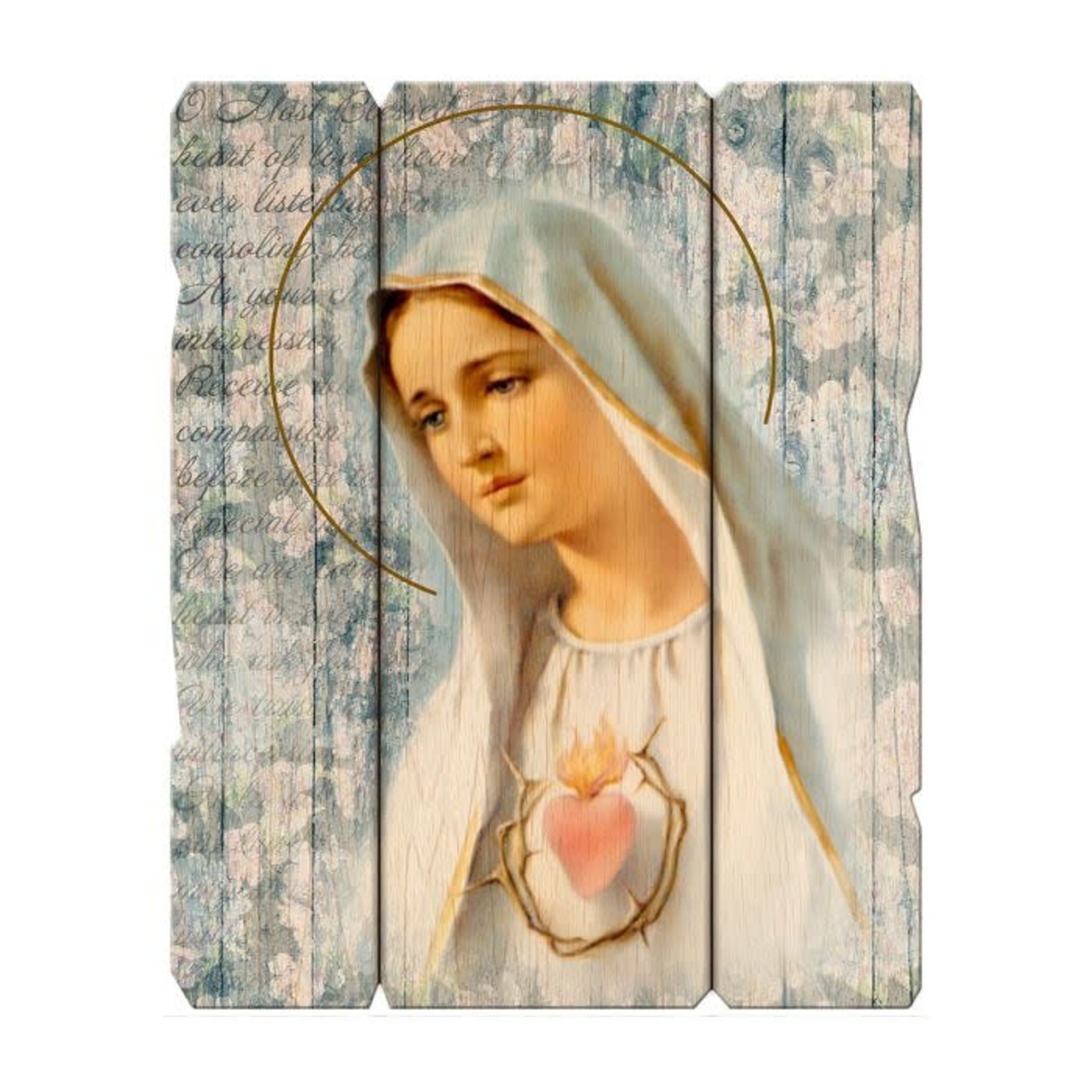Our Lady of Fatima with Immaculate Heart Wood Plaque
