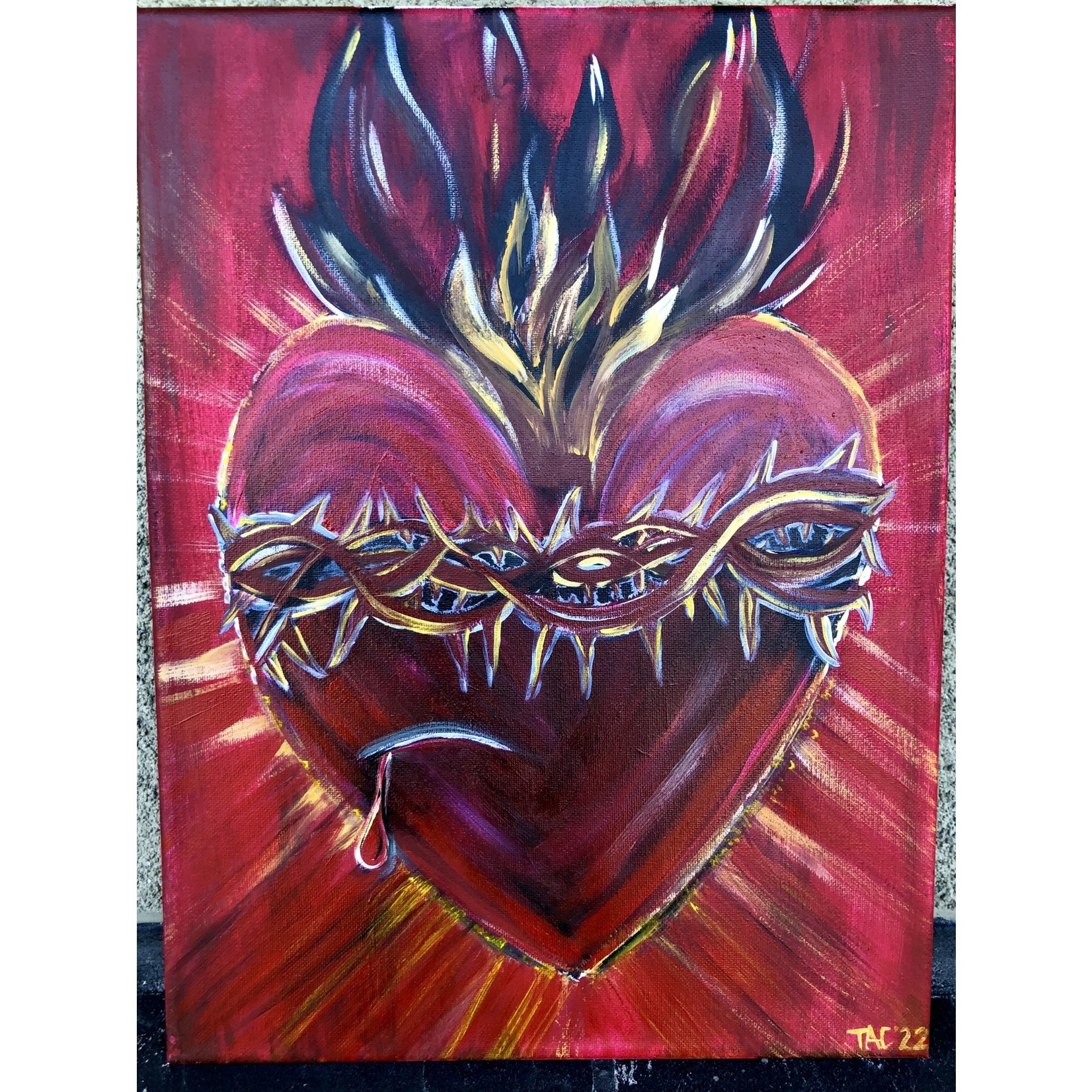 Sacred Heart Canvas Painting Original