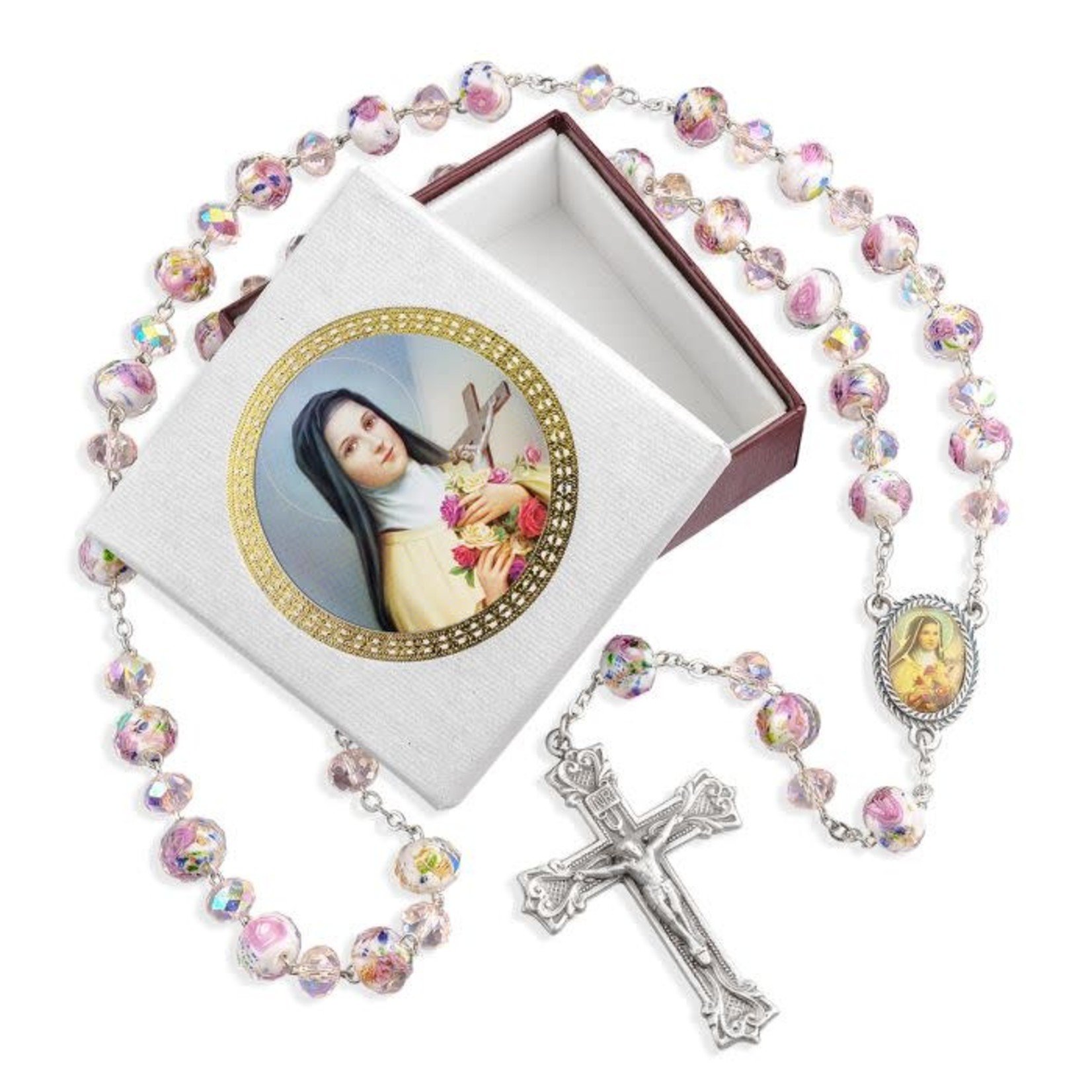 St Therese Rosary with Murano Glass Beads
