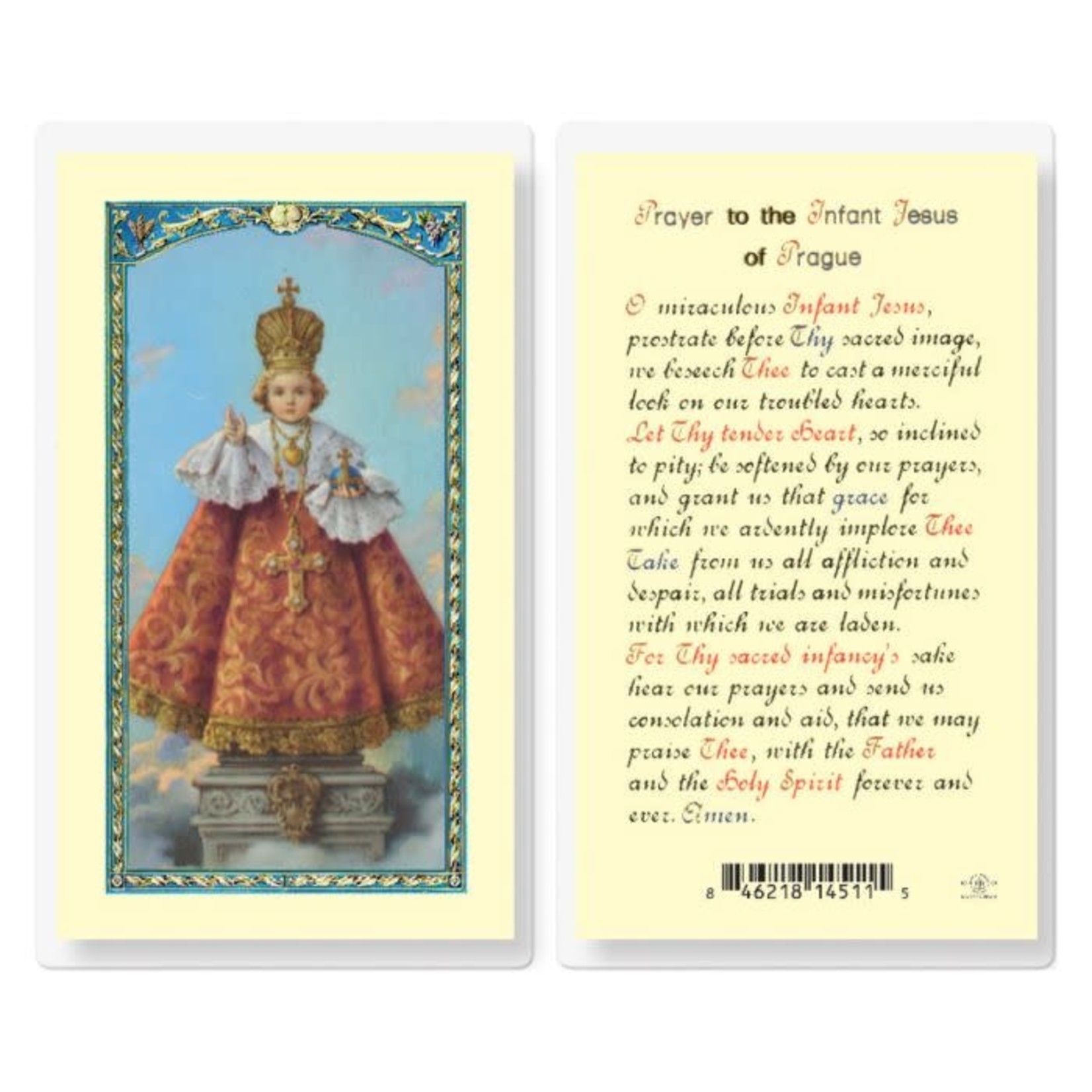 Prayer Card to the Infant Jesus of Prague