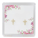 Gold Crystal Cross Earrings