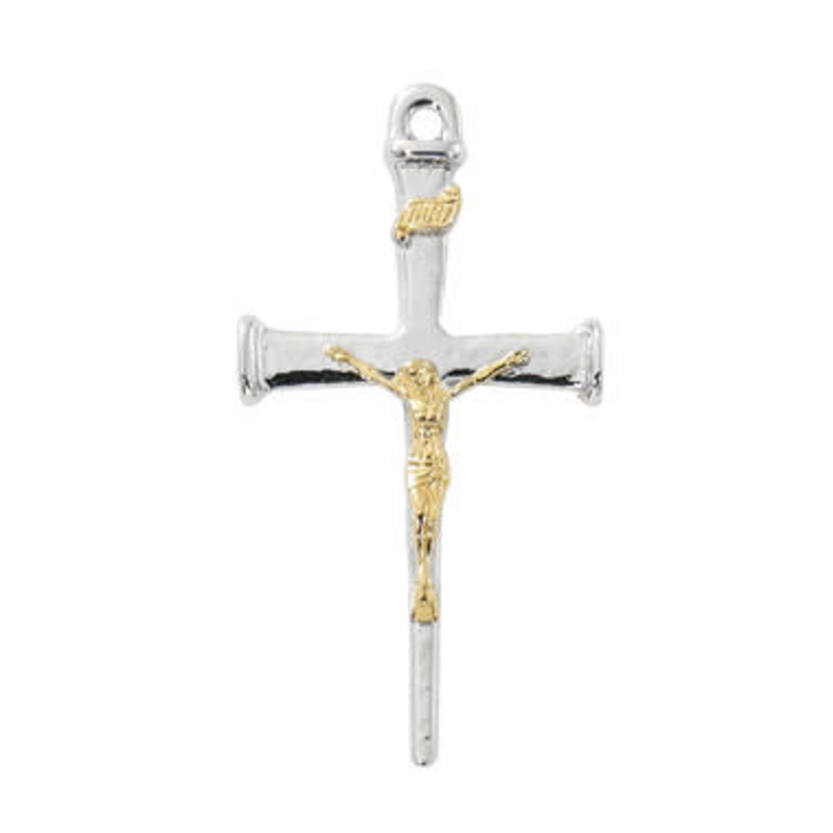 Sterling Two-Tone Nail Crucifix w/ 24" Chain