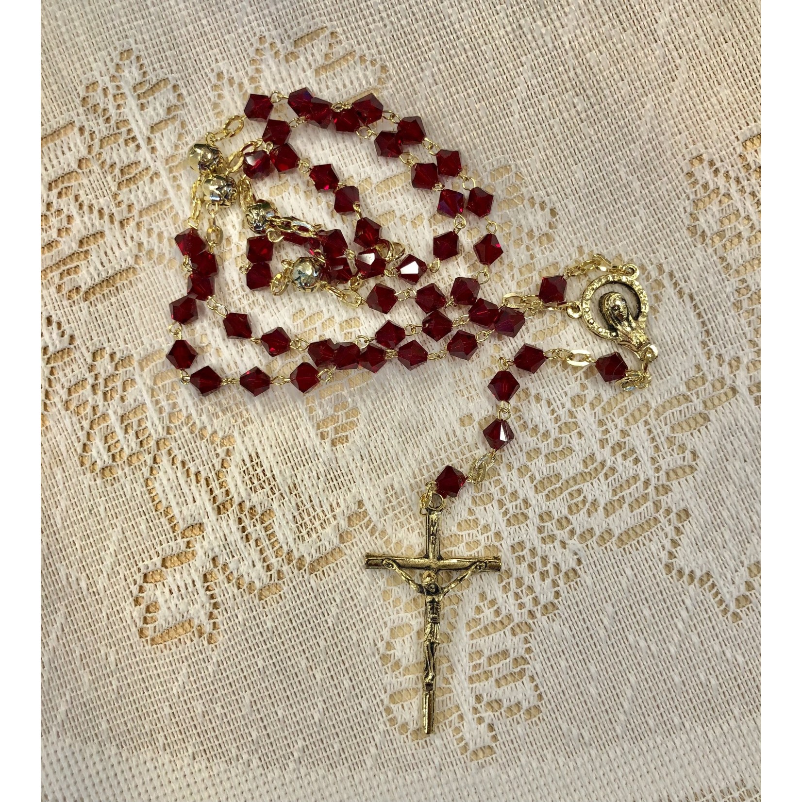Red Faux Garnet Rosary with Clasp