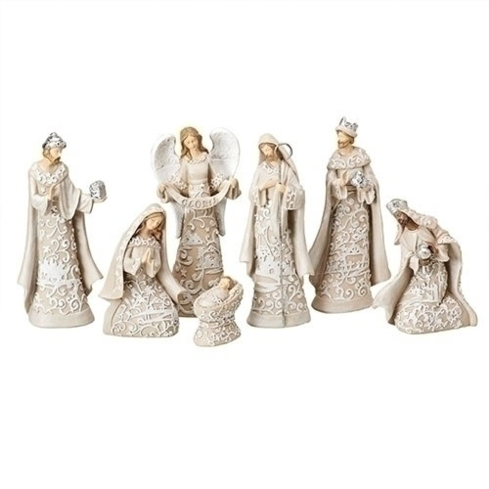 Seven Piece Grey Nativity Set