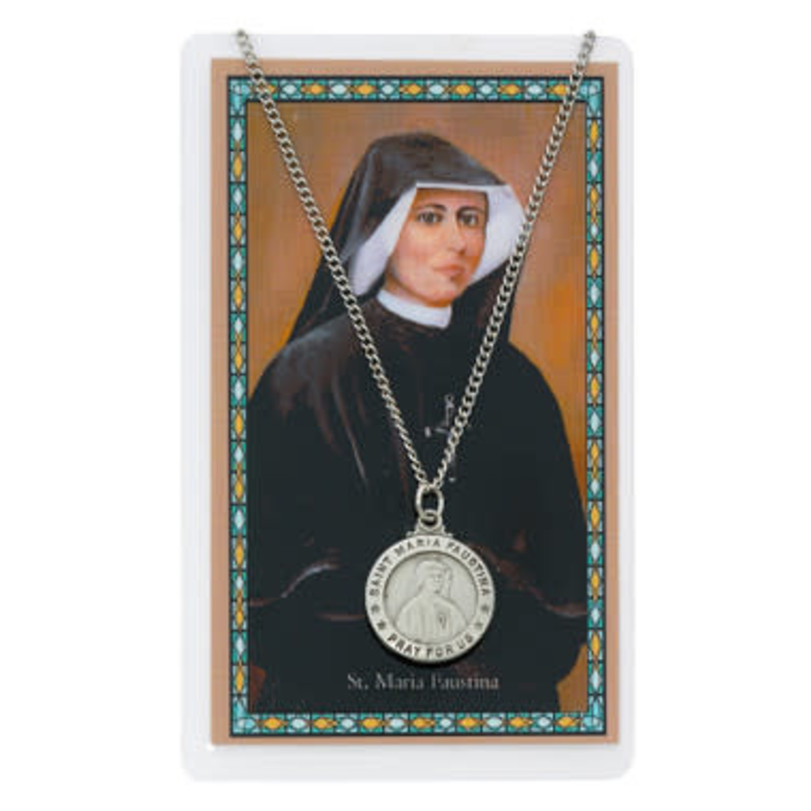Saint Maria Faustina Medal and Prayer Card Set