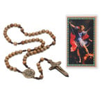 St Michael Brazilian Walnut Wood Rosary