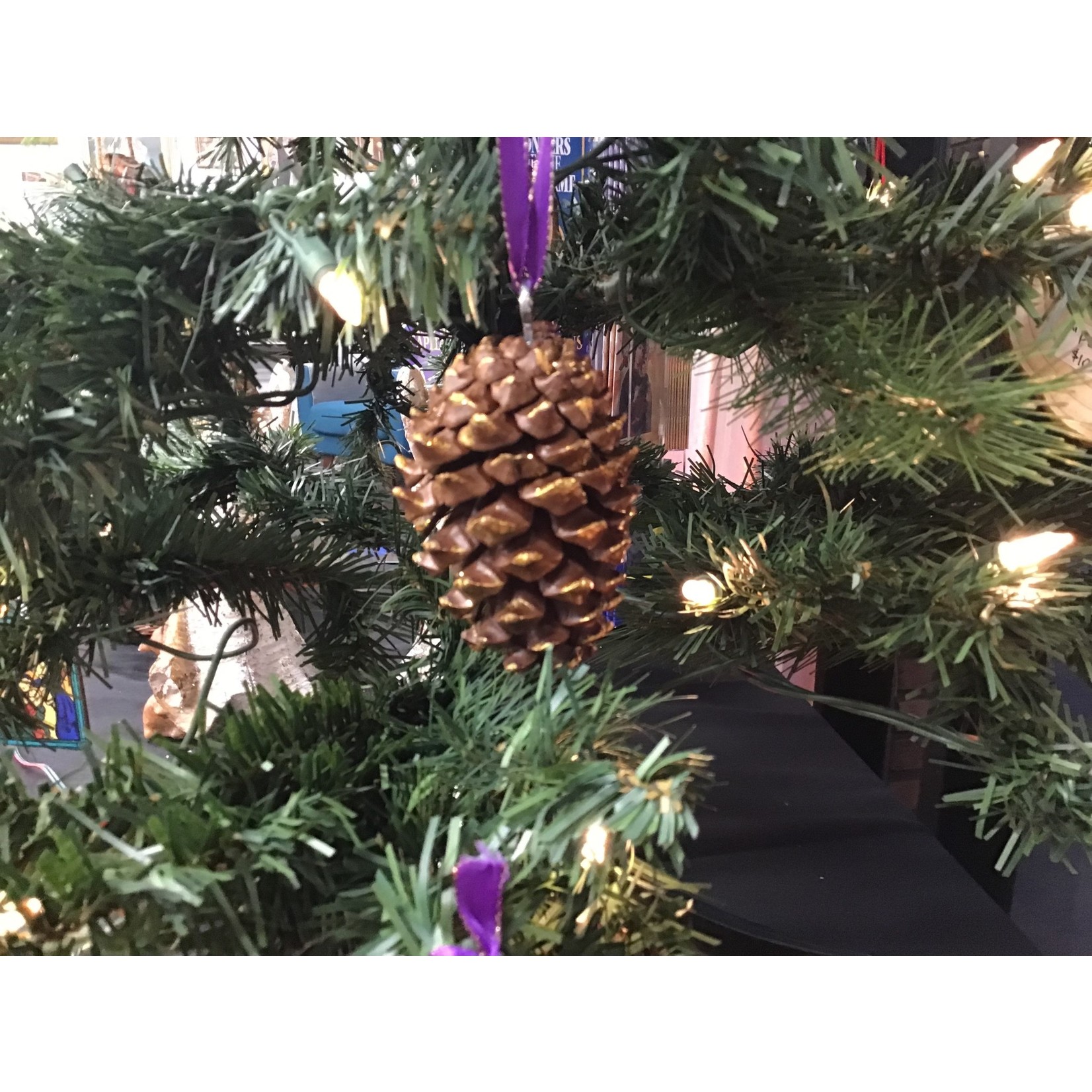 Gold Painted Pine Cone Ornament