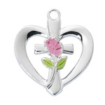 Sterling Silver Heart with Rose Pendant L9263
